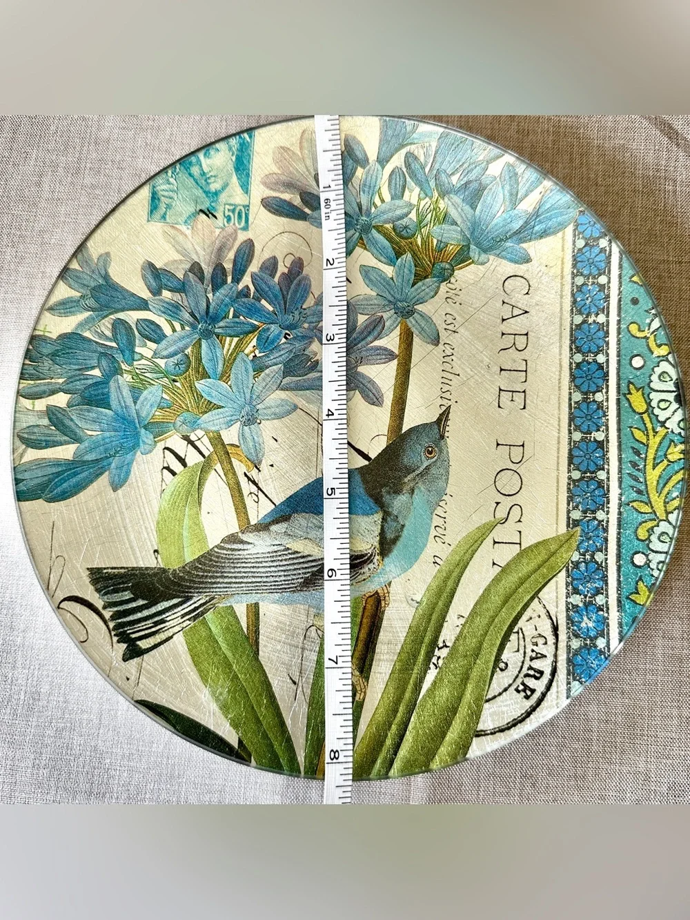 4x Pier 1 Imports Blue Bird Glass Silver Brushed Foil 8